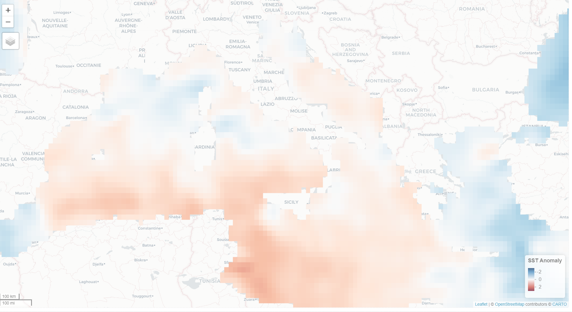 Mapa interactivo del mar Mediterráneo (1982).