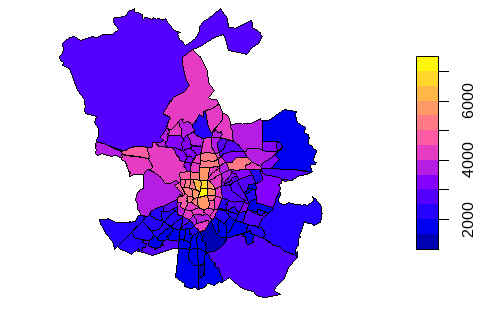 Precio por metro cuadrado de viviendas a la venta en Madrid por distrito.