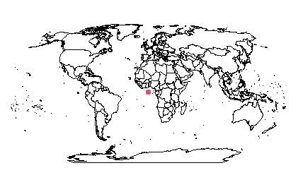 Localización de los puertos en el mapamundi (distinto CRS en los puertos y el mapa).